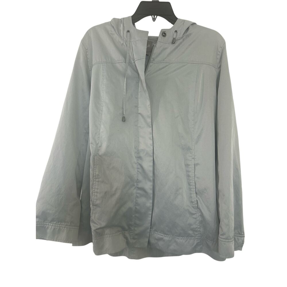 J. Jill Light Silver Gray Hooded Lined Women's Satin Jacket Size M